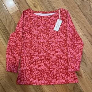 NWT VINEYARD VINES Casual Knit PRINTED SANKATY SIMPLE BTNK XS Red/Fuscia